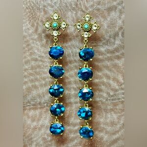 Elegant Blue and Gold Drop Earrings